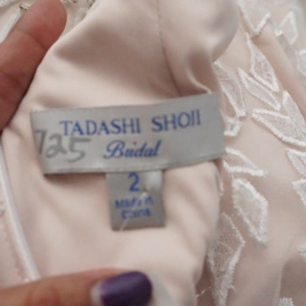 🆕TADASHI SHOJI Lace Leaf Mermaid Applique Tulle - Picture 7 of 7